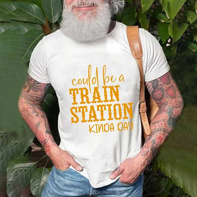 BrosWear Could Be A Train Station Kinda Day Print T-Shirt
