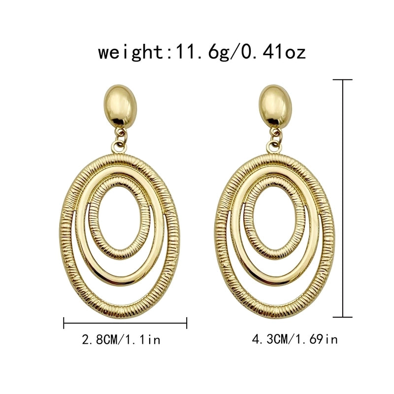 1 Pair Casual Modern Style IG Style Oval Solid Color Hollow Out 304 Stainless Steel 14K Gold Plated Drop Earrings