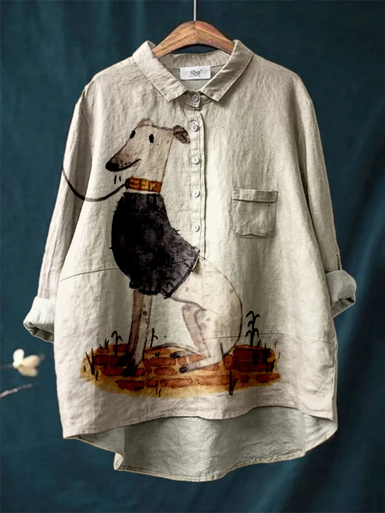 Lovely Dog Art Pattern Linen Blend Cozy
