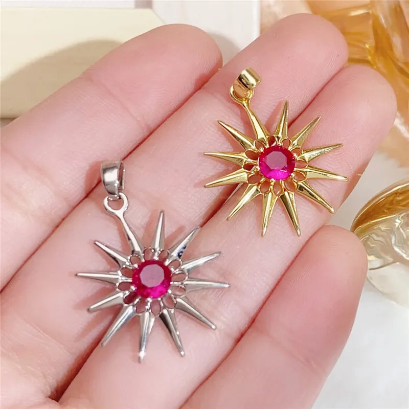 1 Piece 18.5*13.3MM Copper Zircon Geometric Heart Shape Flower Polished Pendant Jewelry Accessories