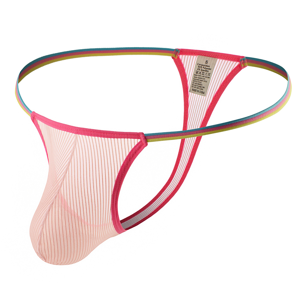 Men's Breathable Transparent Thong Panties Hollow Buttocks