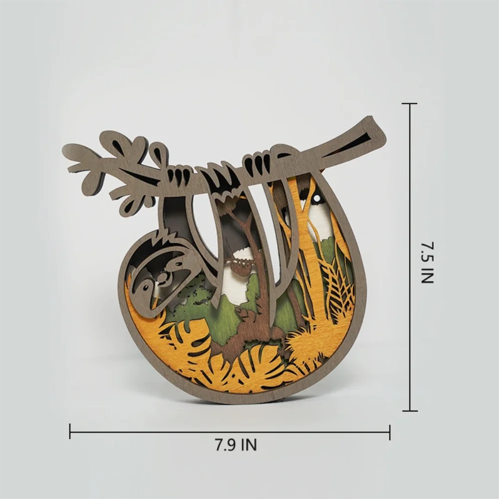 Purexcellent&trade; New creative home desktop wood carving sloth crafts ornaments