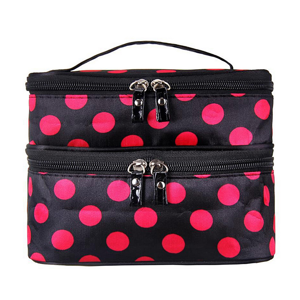 

Dual Layer Cosmetic Toiletry Bag Organizer, Pink+brown, 501 Original