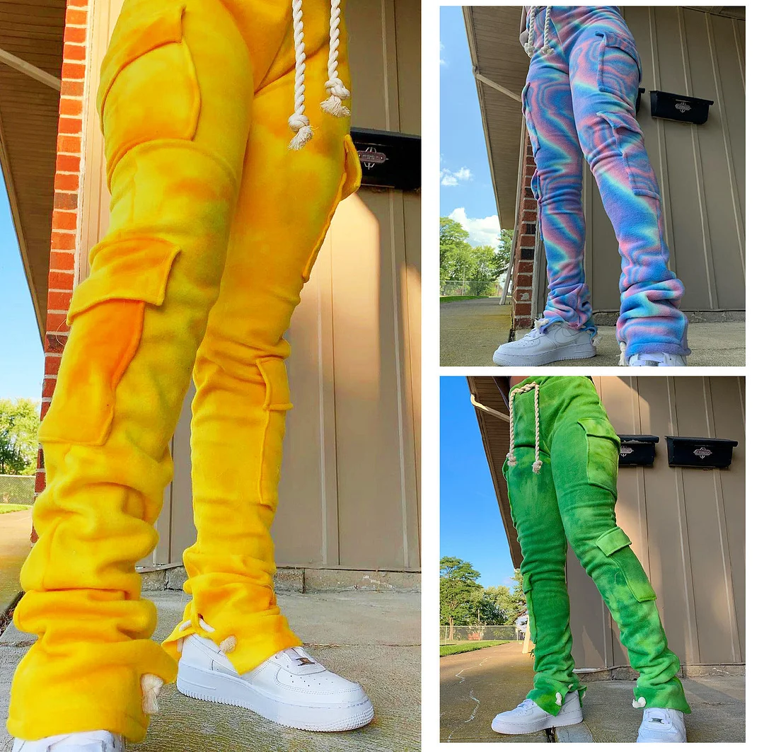 Uveng Printed Multi-pocket Super Elastic Trousers Drawstring Pants