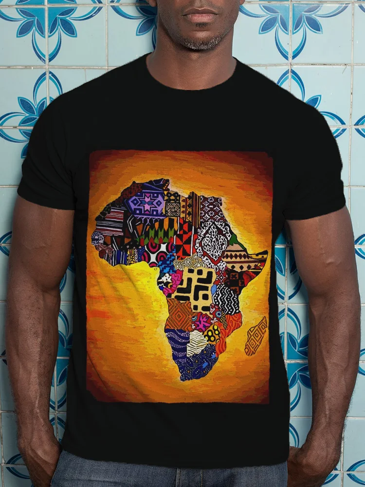 Comstylish Men's Ethnic Africa Map Short Sleeve T Shirt