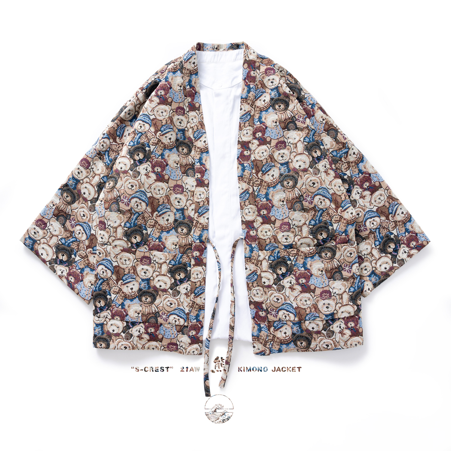 Dreamy Bear Japanese Retro Feather Woven Kimono Haori Jacket 21AW