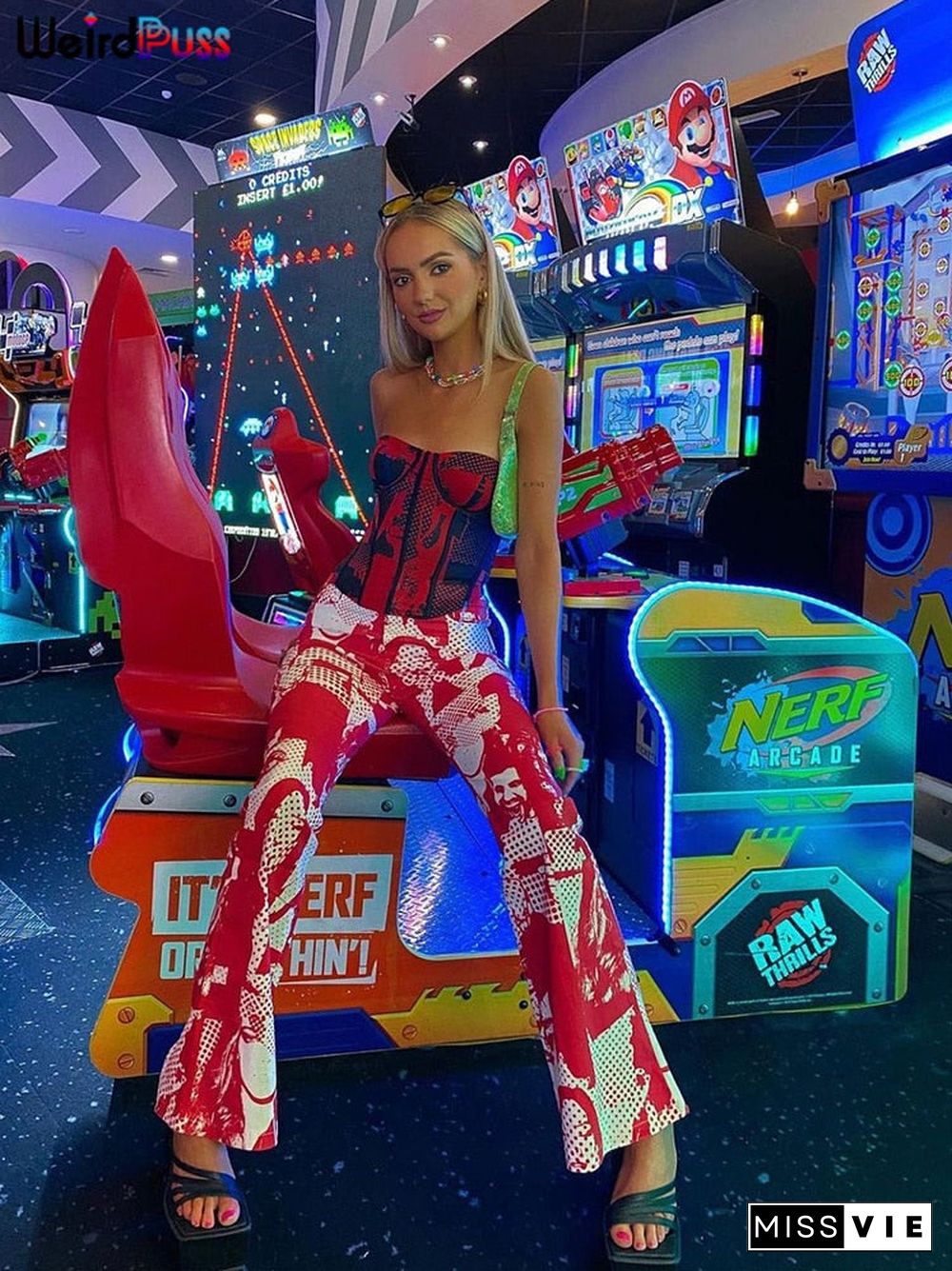 Graduation Gift  Women Print Corset Top Sexy Backless Striped Patchwork Stretch Skinny Wild Summer Trend Hot Girl Street Vest