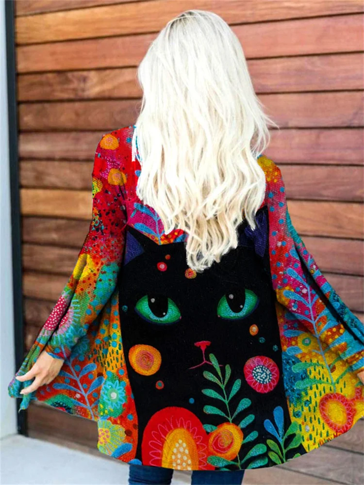Lovely Cat Floral Art Jacket