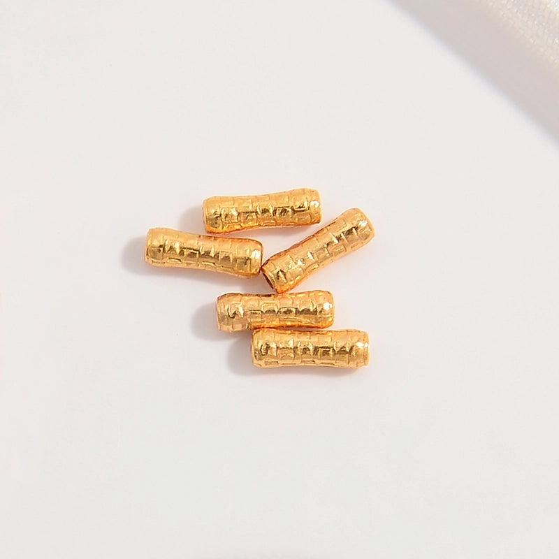5 PCS/Package 2.5*6mm 2*6mm 925 Sterling Silver 22K Gold Plated Rhodium Plated Bamboo Beads Jewelry Accessories