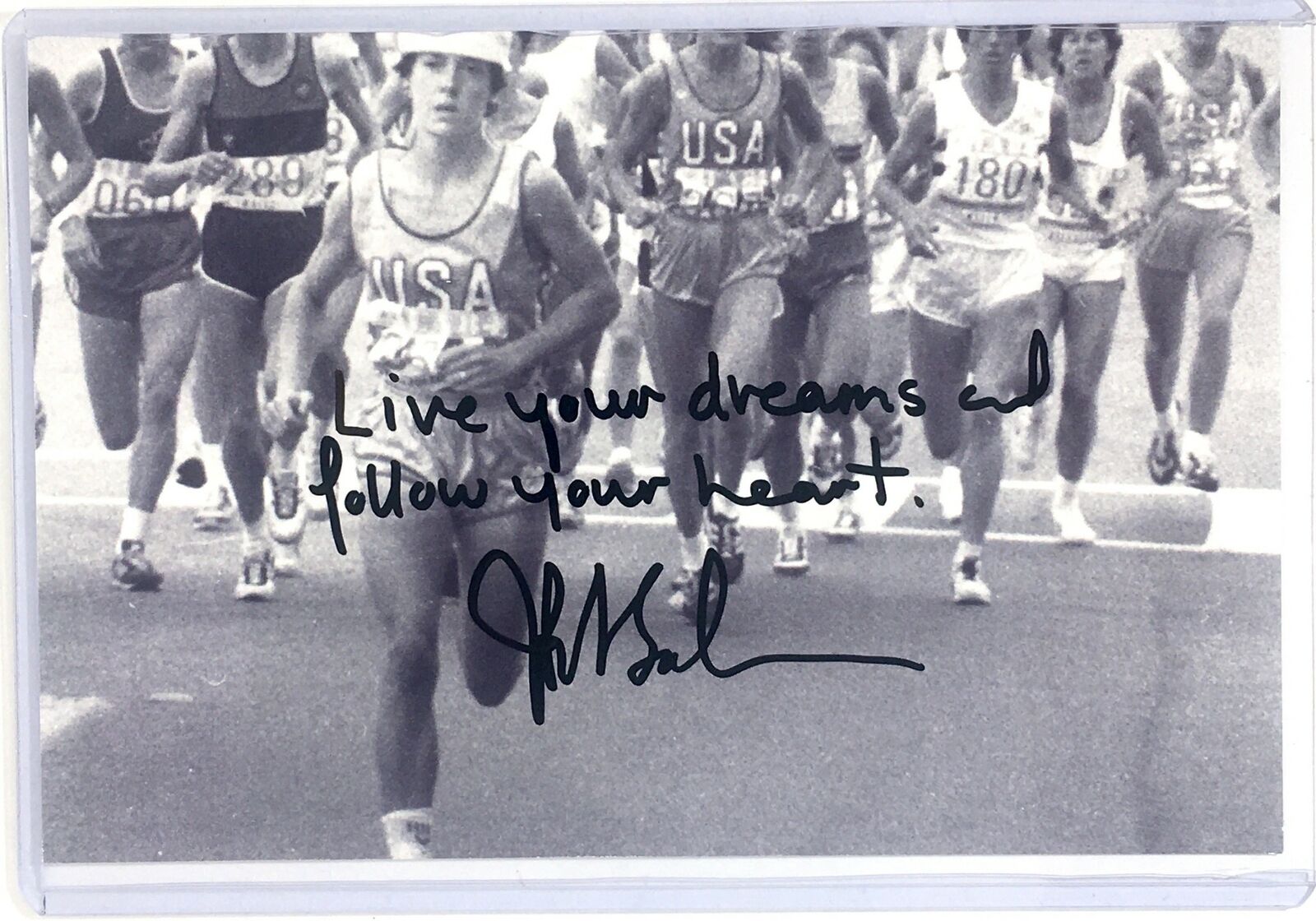 Joan Benoit Samuelson Signed 4x6 Photo Poster painting US 1984 Olympic Gold Medalist Runner Auto