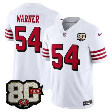 Men's San Francisco 49ers #54 Fred Warner White 80 Anniversary Vapor F.U.S.E. Limited Jersey GROQ