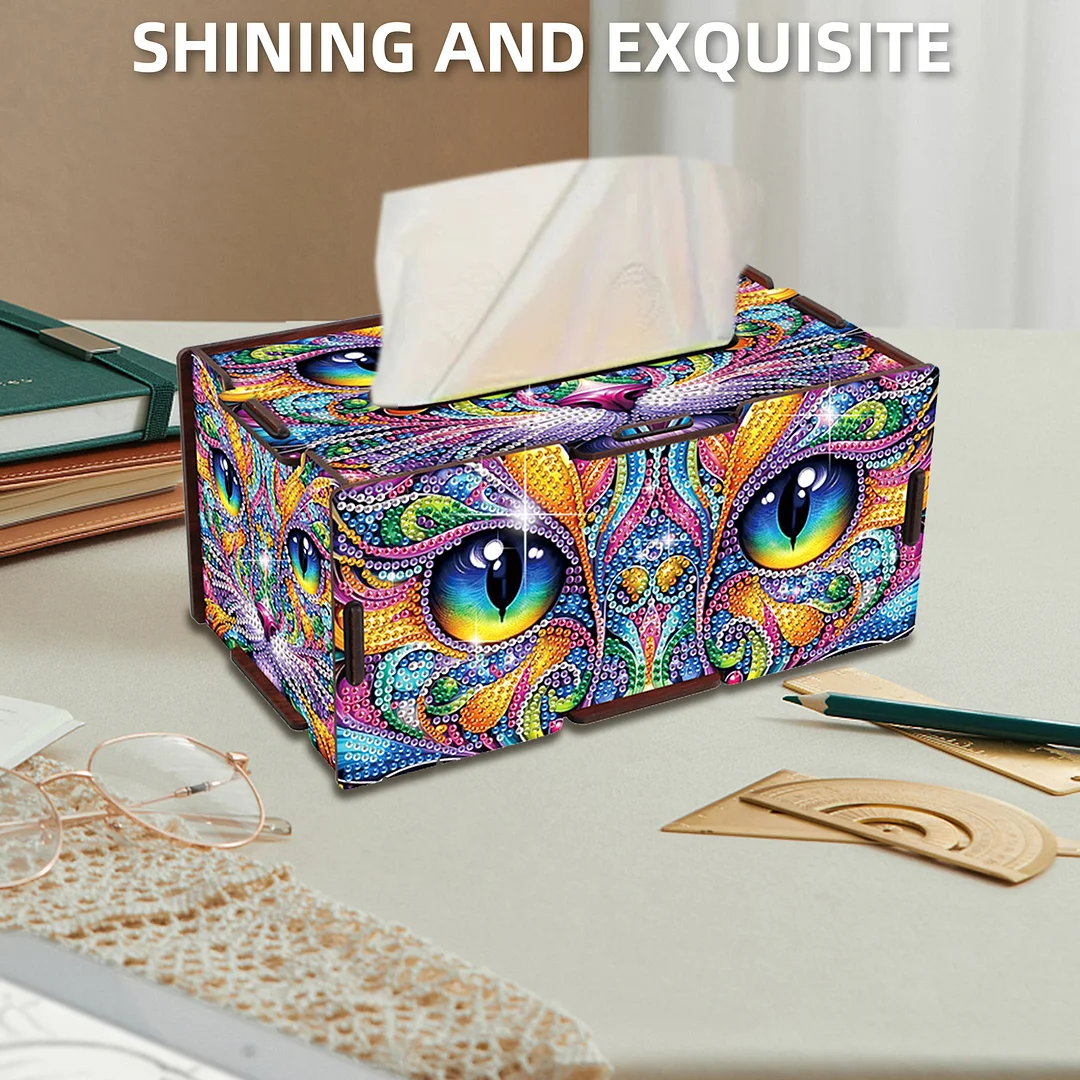 Wooden Diamond Painting Tissue Box for Home and Office Decoration (ZJH024)