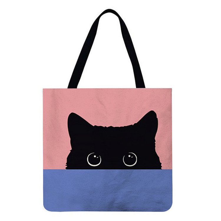 Linen Tote Bag - Black Cat Paw