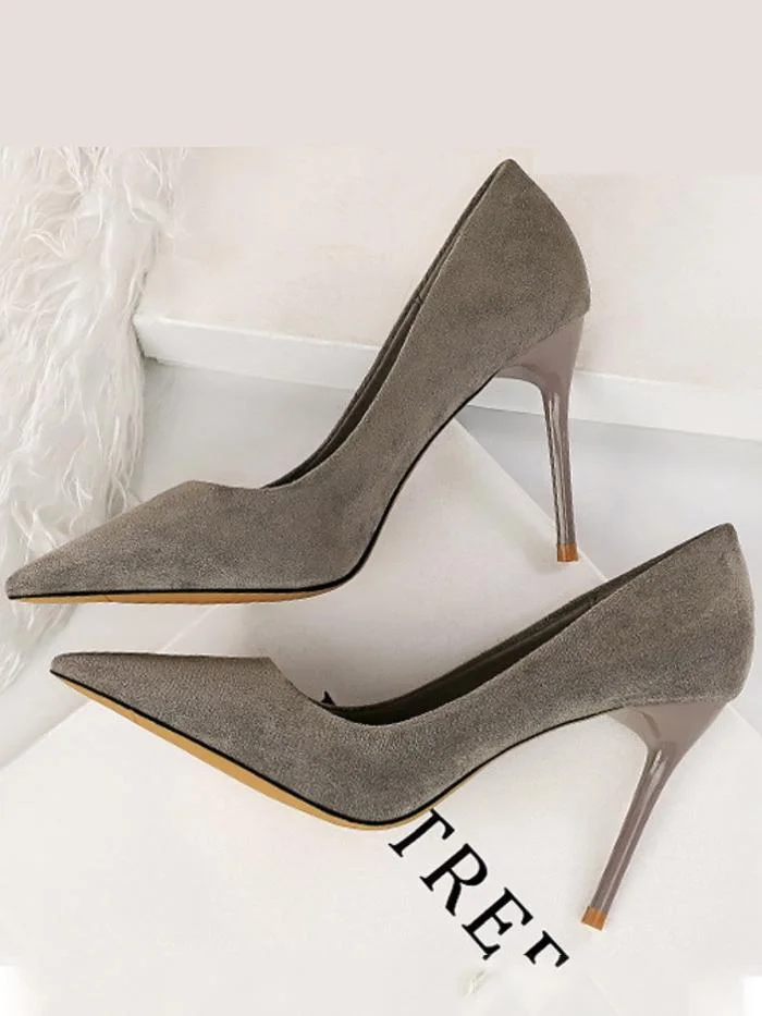 Fashion simple stiletto suede shallow pointy high-heeled sexy shoes