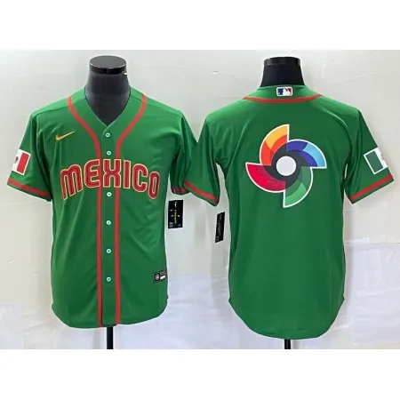 Men's Mexico Baseball 2023 Green World Baseball Classic Team Big Logo Stitched Jersey MWF6