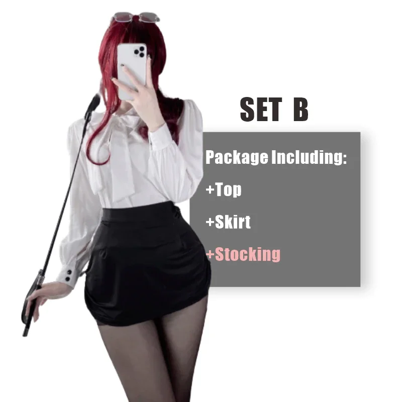 Billionm OJBK Sexy Lingerie Secretary Outfit Uniform School Teacher Exotic Cosplay Costumes Office Lady Long Sleeve Top With Mini Skirt