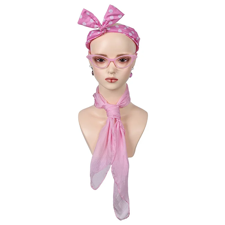 Grease: Rydell High Pink Lady Cat Eye Glasses Tie Scarf Headband Earrings 1950's Womens Accessories Props