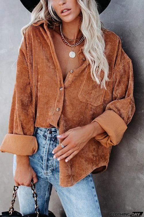 Cool Corduroy Casual Coat Top