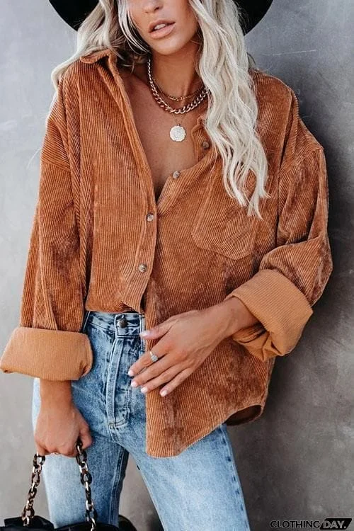 Cool Corduroy Casual Coat Top