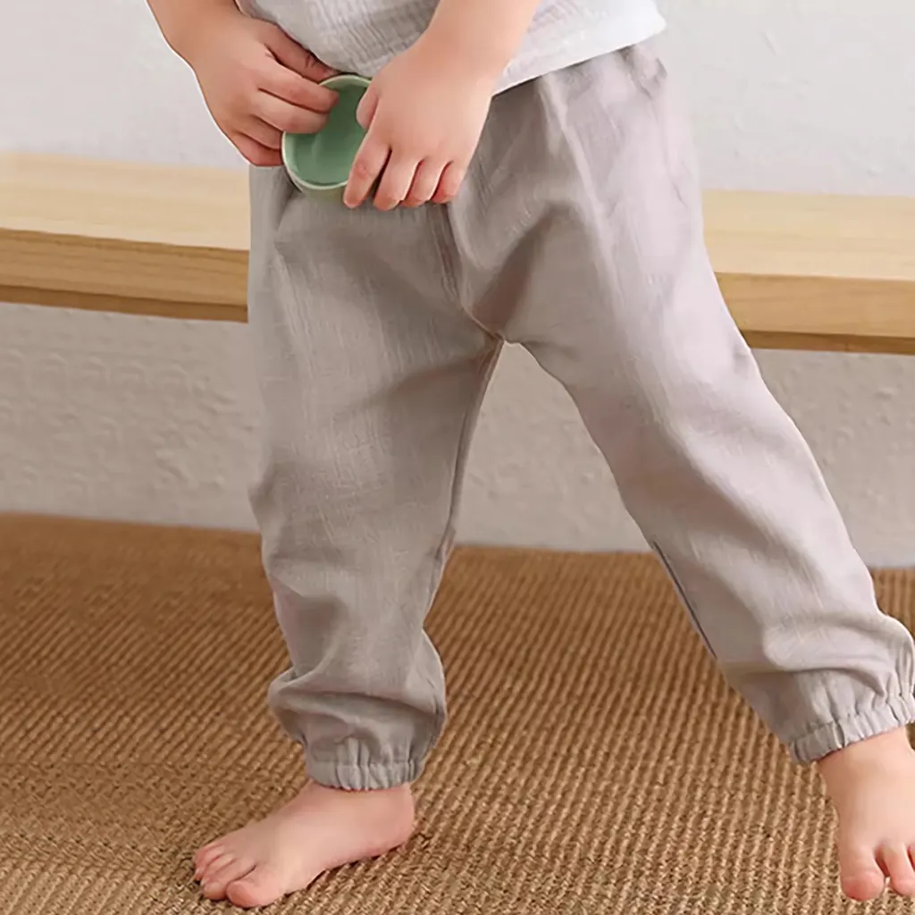 Kids Linen Drawstring Pants Mosquito Proof Pants REAL SILK LIFE