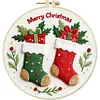 4pcs Christmas-DIY Embroidery Kit with Pattern Cotton Threads Needles Hoop Scissor 30*30cm tapestrymarket