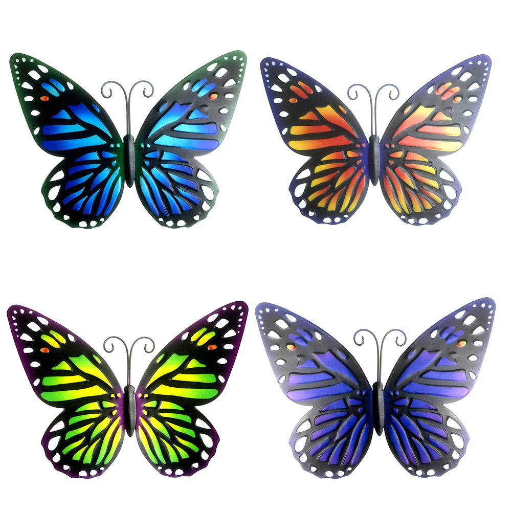 

25cm Wrought Iron Insect Butterfly Sculpture Hanging Garden Butterfly Decor, Orange, 501 Original