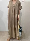 Women's Cotton and Linen Loose Dress 