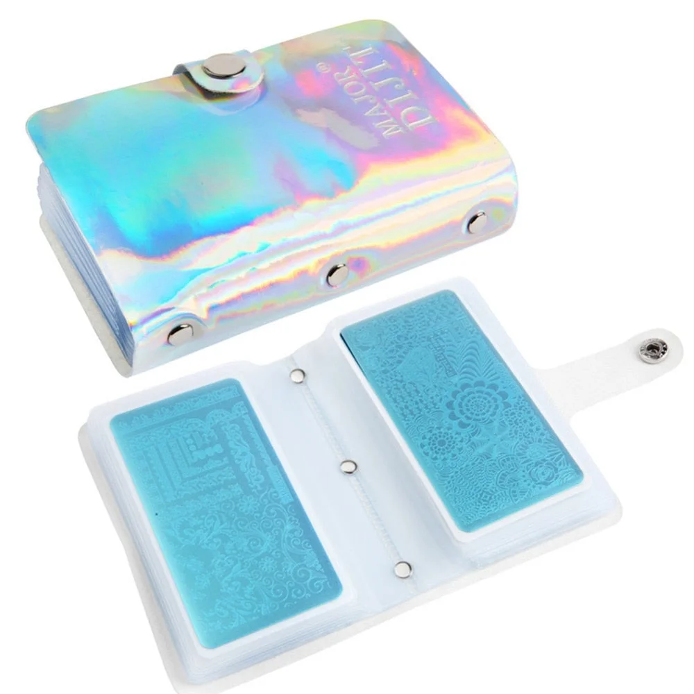 20 Slots Laser Nail Art Printing Template Card Package Nail Stamping Plate Bag Case Folder Manicure Stamp Stencil Holder