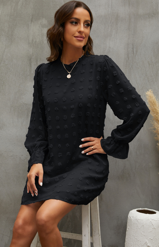 Mature Women Spring And Summer Casual Textured Woven Shift Dress