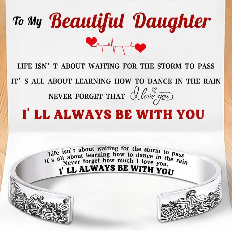 For Daughter - I'll Always Be There For You Wave Cuff Bracelet
