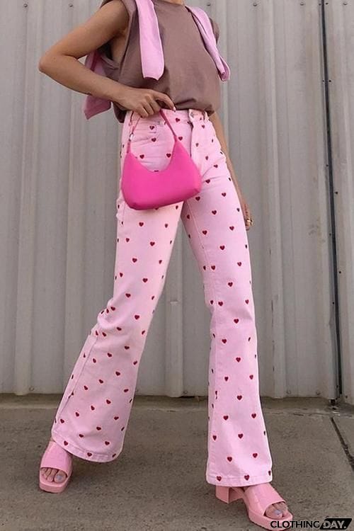 Red Heart Bell Pants