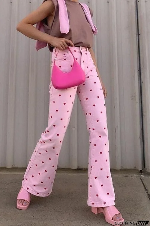 Red Heart Bell Pants