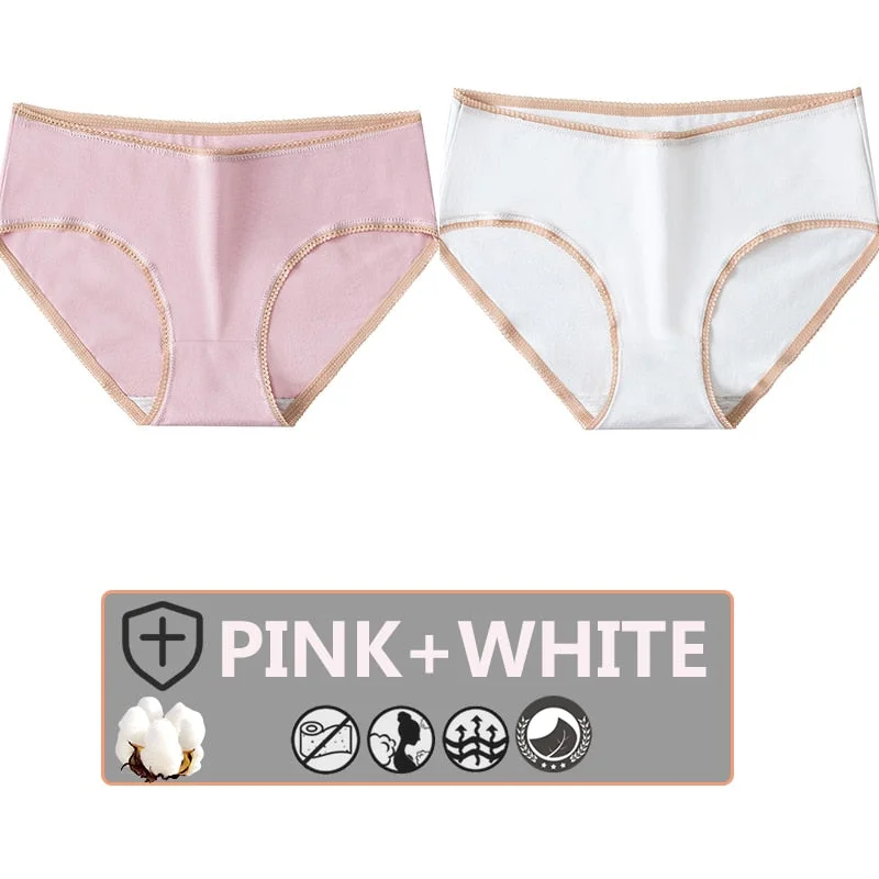 FINETOO 2PCS/Set Cotton Panties Women Sexy Underwear For Girl Lingerie Lady Cute 8 Solid Candy Colors Pantys Woman Female Briefs