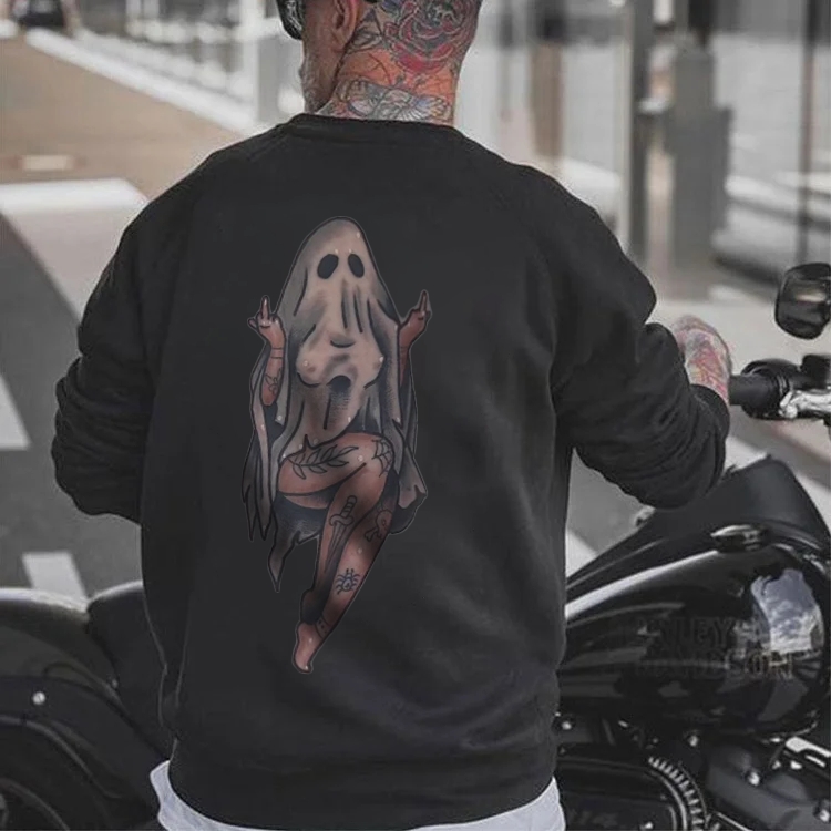 NAUGHTY SEXY NAKED LADY GHOST PRINT MEN'S  Sweatshirt