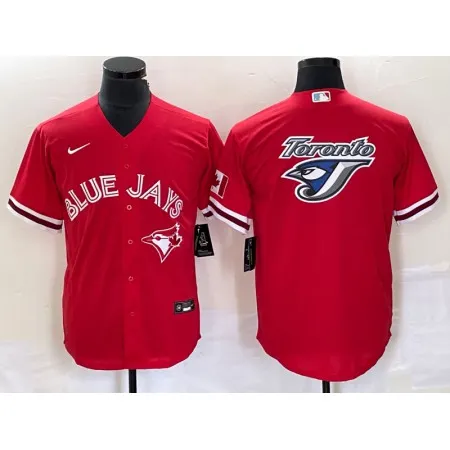 Men's Toronto Blue Jays Red Team Big Logo Cool Base Stitched Baseball Jersey