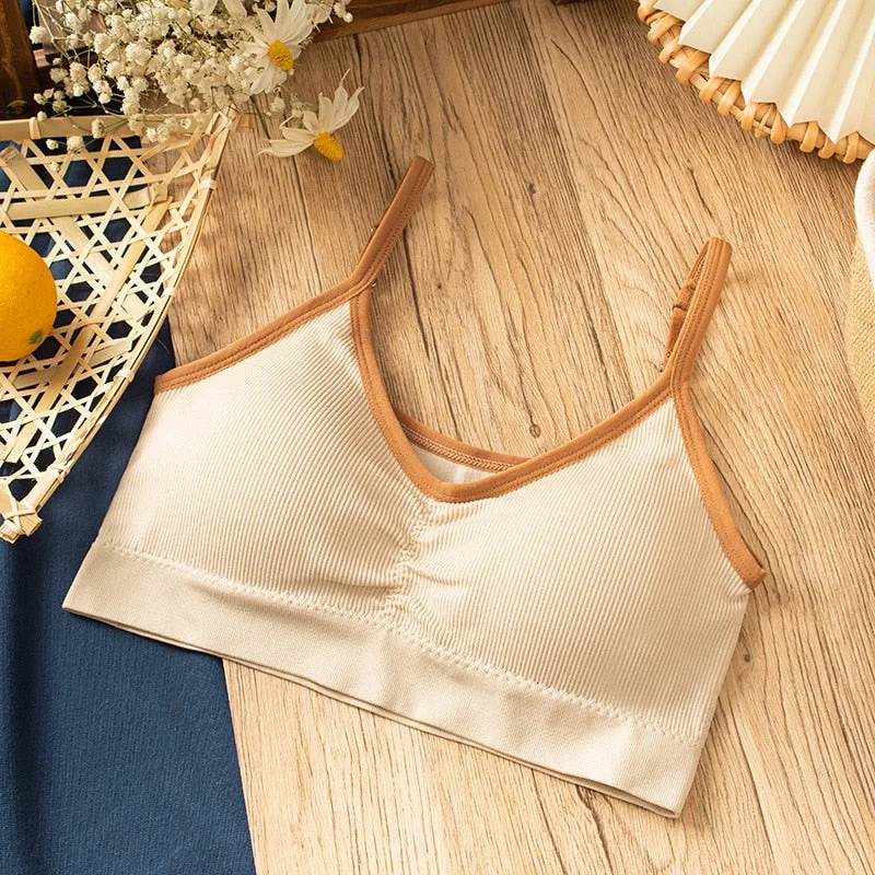 Women's Cotton Underwear Tube Tops Sexy Color Matching Bra Fashion Sports Comfort Tank Up Girl Suspender Underwear Sexy Lingerie