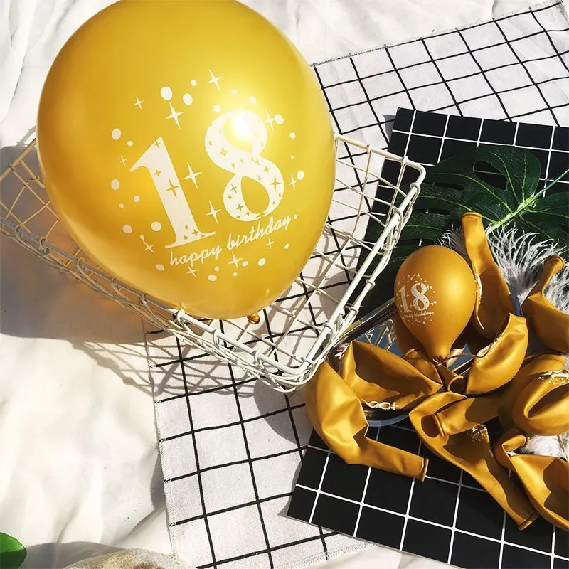 5pcs 18th Happy Birthday Party 12 Pearlised Latex Printed Balloons For 18 Year Old Birthday Decoration Supplies
