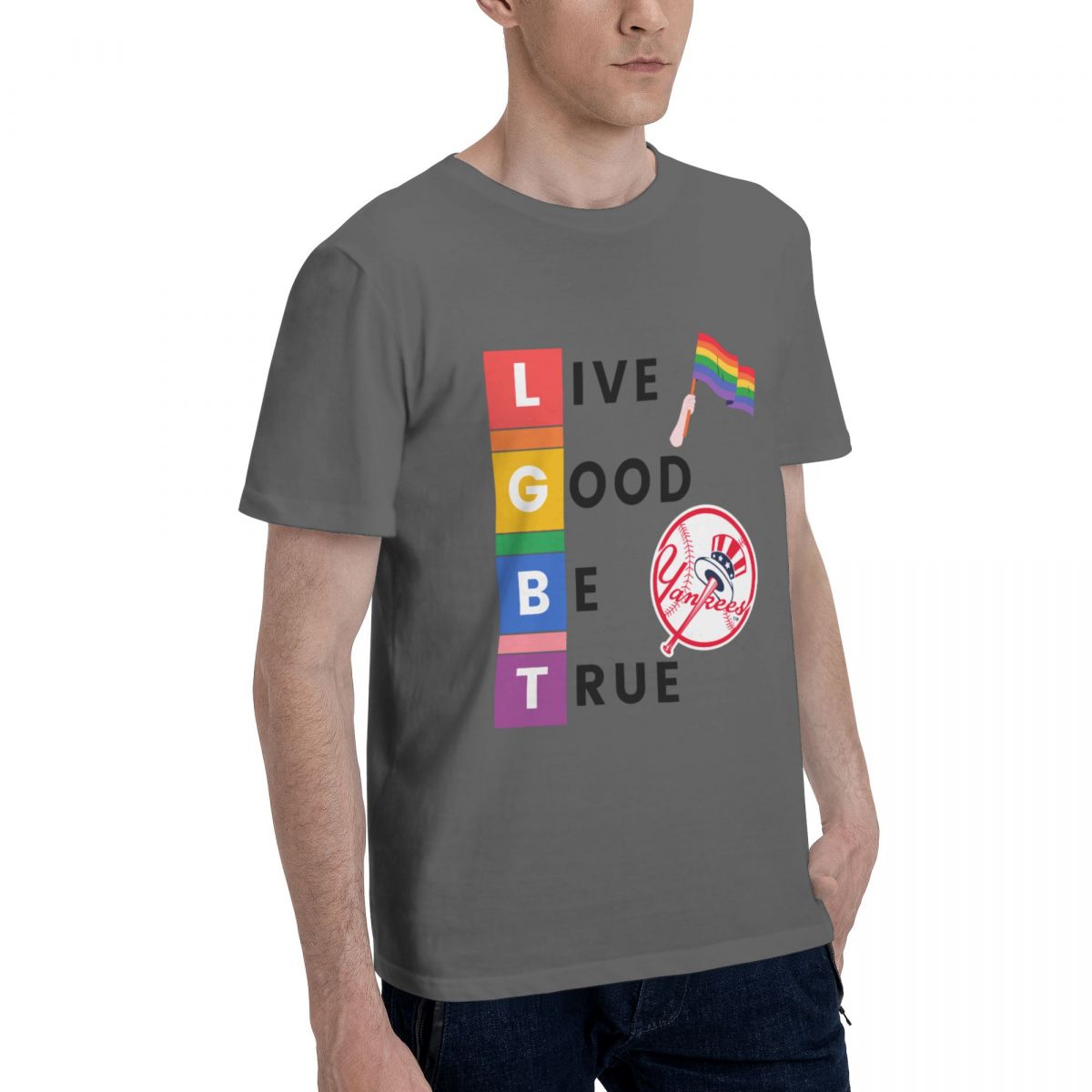 New York Yankees LGBT Pride Printed Men's Cotton T-Shirt