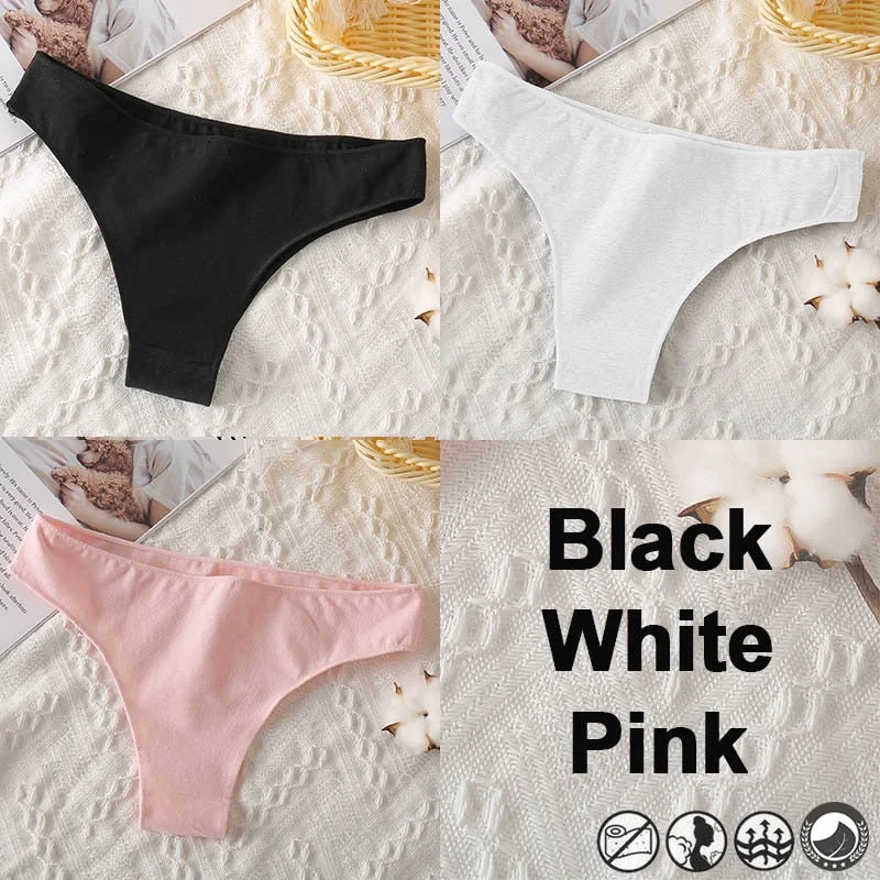 M-XXL Cotton Panties Women's Thong Briefs Cotton Underwear Sexy Lingerie Panties Female Underpants G-String Girl Pantys 3PCS/Set