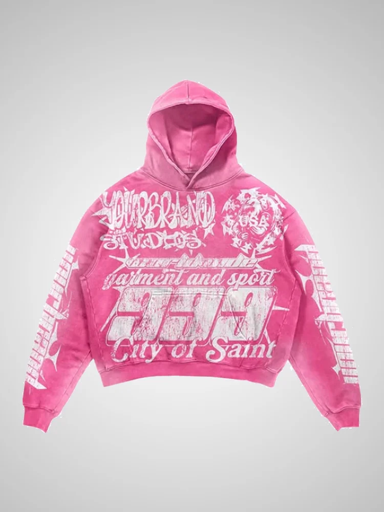 999 Hooded Washed Pink Hoodie