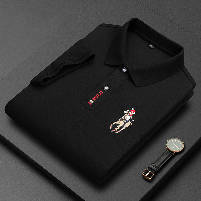 Geswet men casual outfit Summer New Men's Polo Short Sleeve T-shirt Pearl Cotton Quick Dry Embroidery Fashion Versatile casual turn-down collar tops
