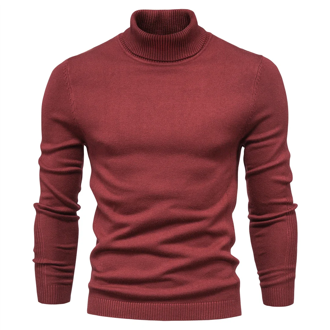Men's Slim High Neck Pullover Basic Top Knitted Warmth