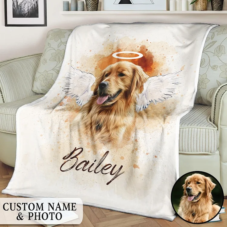 Custom Pet Photo 2024 Blanket Pet Blanket Dog Photo Blanket Dog Loss Gift Dog Mom Gift Father’s Day Gift Personalized Pet Memorial Blanket Throw