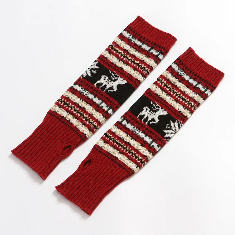 Christmas Deer Snowflake Knitted Wool Gloves