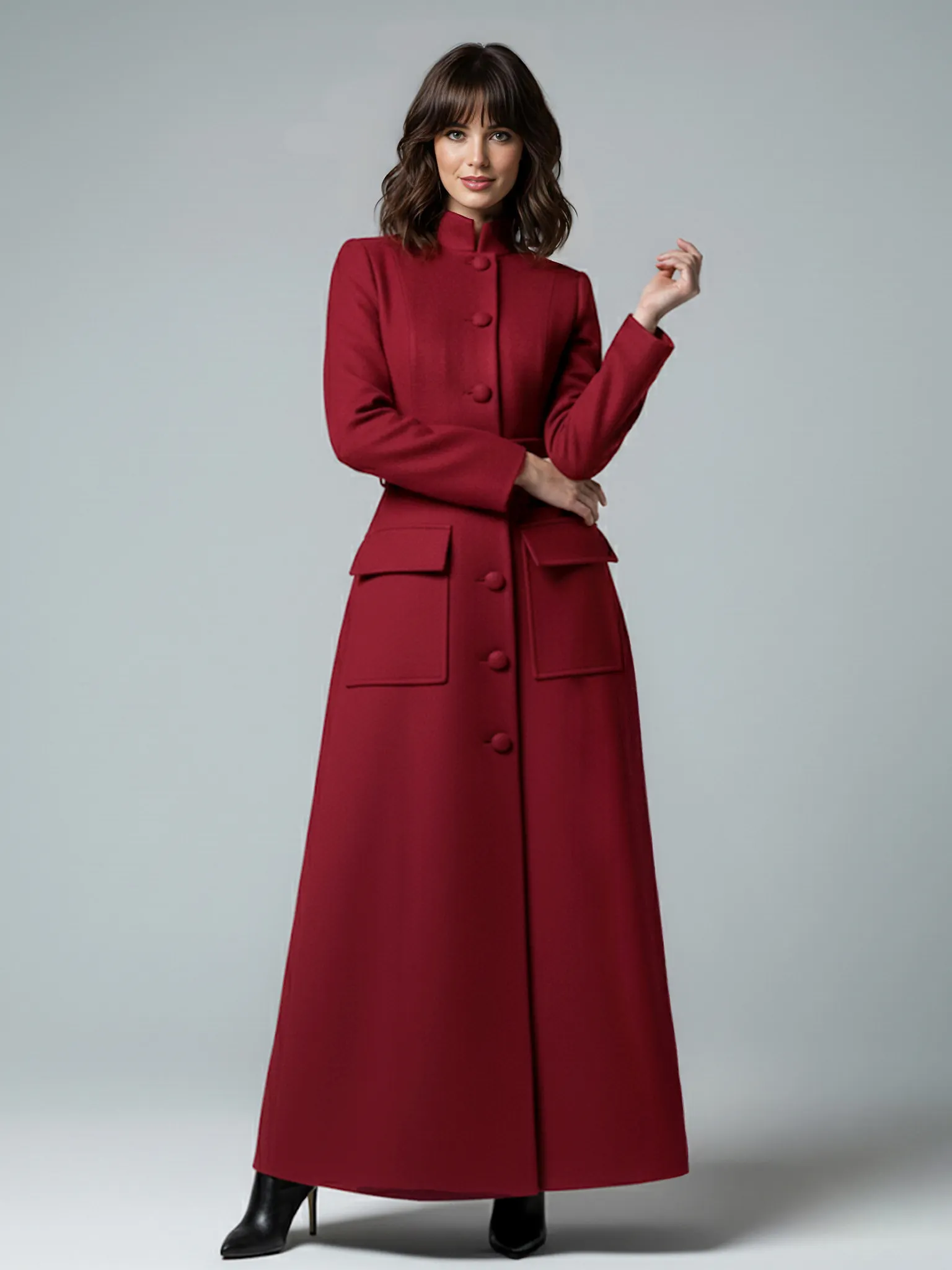 Woman in a cherry red coat
