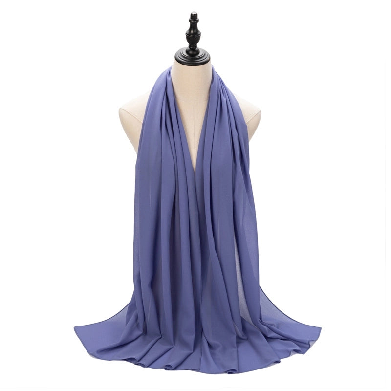 Hot Pearl Chiffon Yarn Muslim Women Hijab Silk Scarf Hui Turban Plain Long Scarf