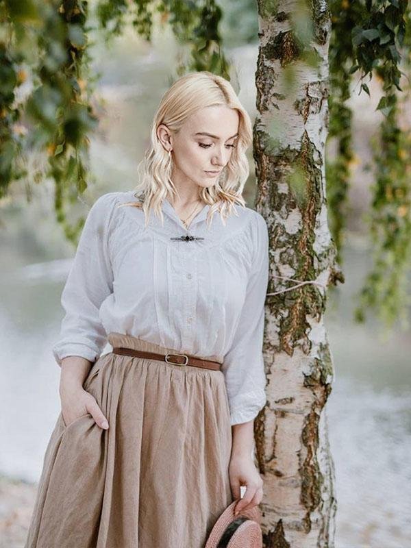 Women's Solid Color Cotton&Linen Slim Skirt-5color,1size-Mayoulove