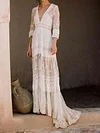 Gauze Crochet Half Sleeves Maxi Dress