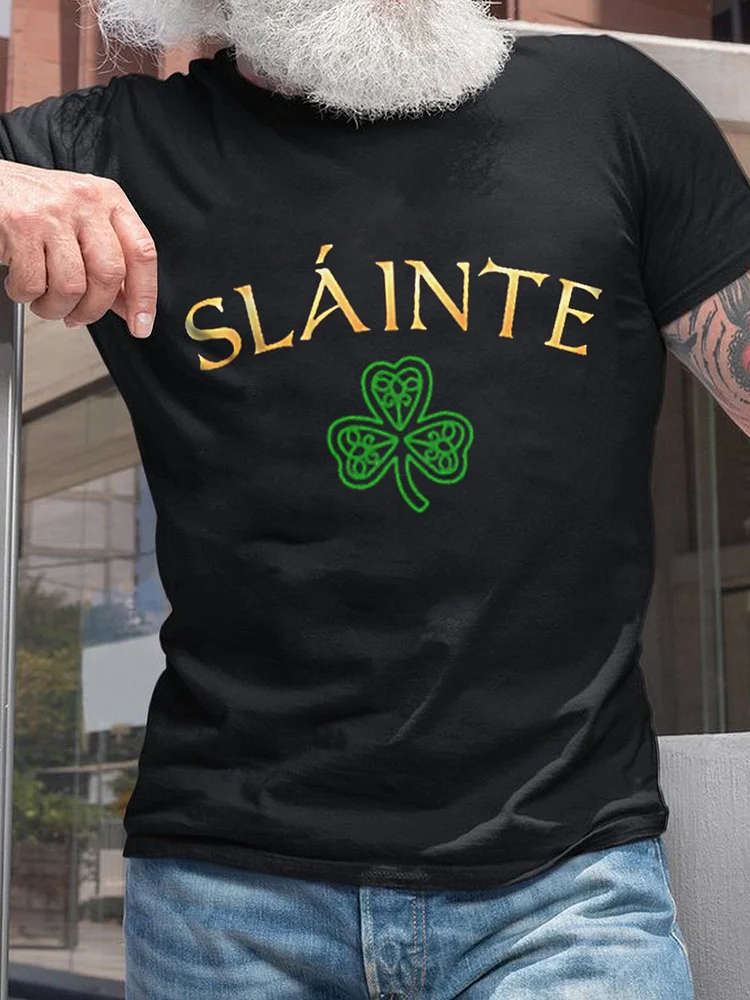 Men's Slainte St. Patrick's Day Printed Casual T-Shirt