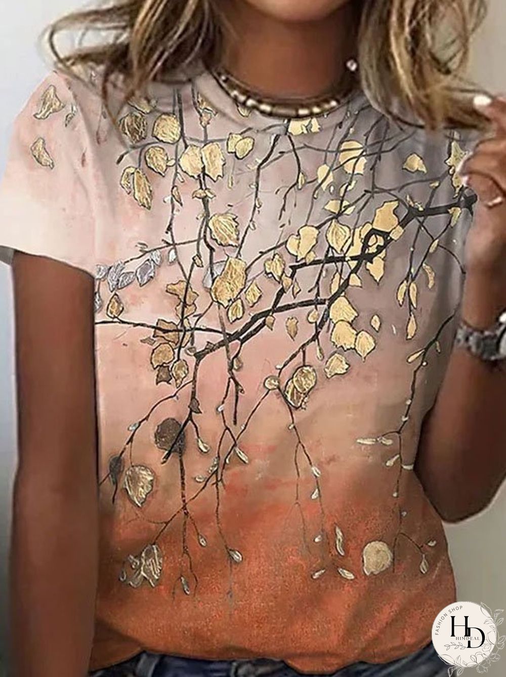 Floral Casual Crew Neck Short Sleeve T-Shirt